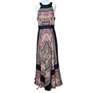 Eliza J. Women's Scarf Print Halter Neck Maxi Dress. Size 12
